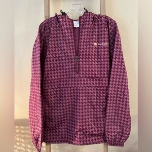 Champion Maroon and Pink Houndstooth Ski Pullover Jacket